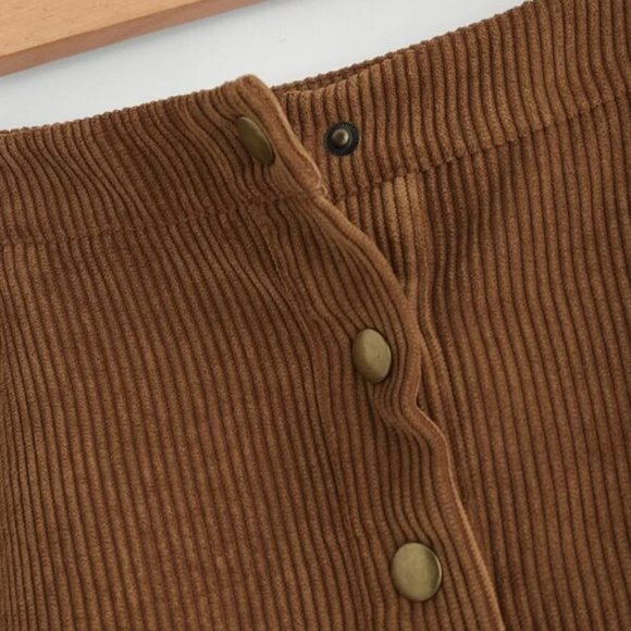 SHEIN Brown A-Line Skirt with Button Detail - Picture 2 of 4